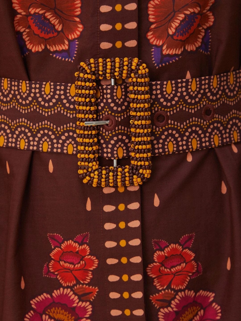 NWT FARM RIO Brown Bright Flora Short Sleeve Mini Dress - Picture 4 of 5